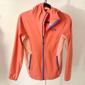 The North Face Orange stretchy material hoodie S